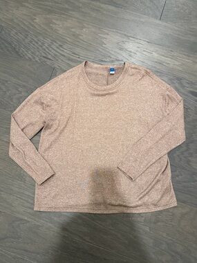 Old Navy Heathered Taupe Crew Neck Top